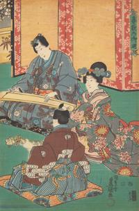 Kunisada (Toyokuni III, Japanese 1786-1864) Four Unframed Woodblock Triptychs