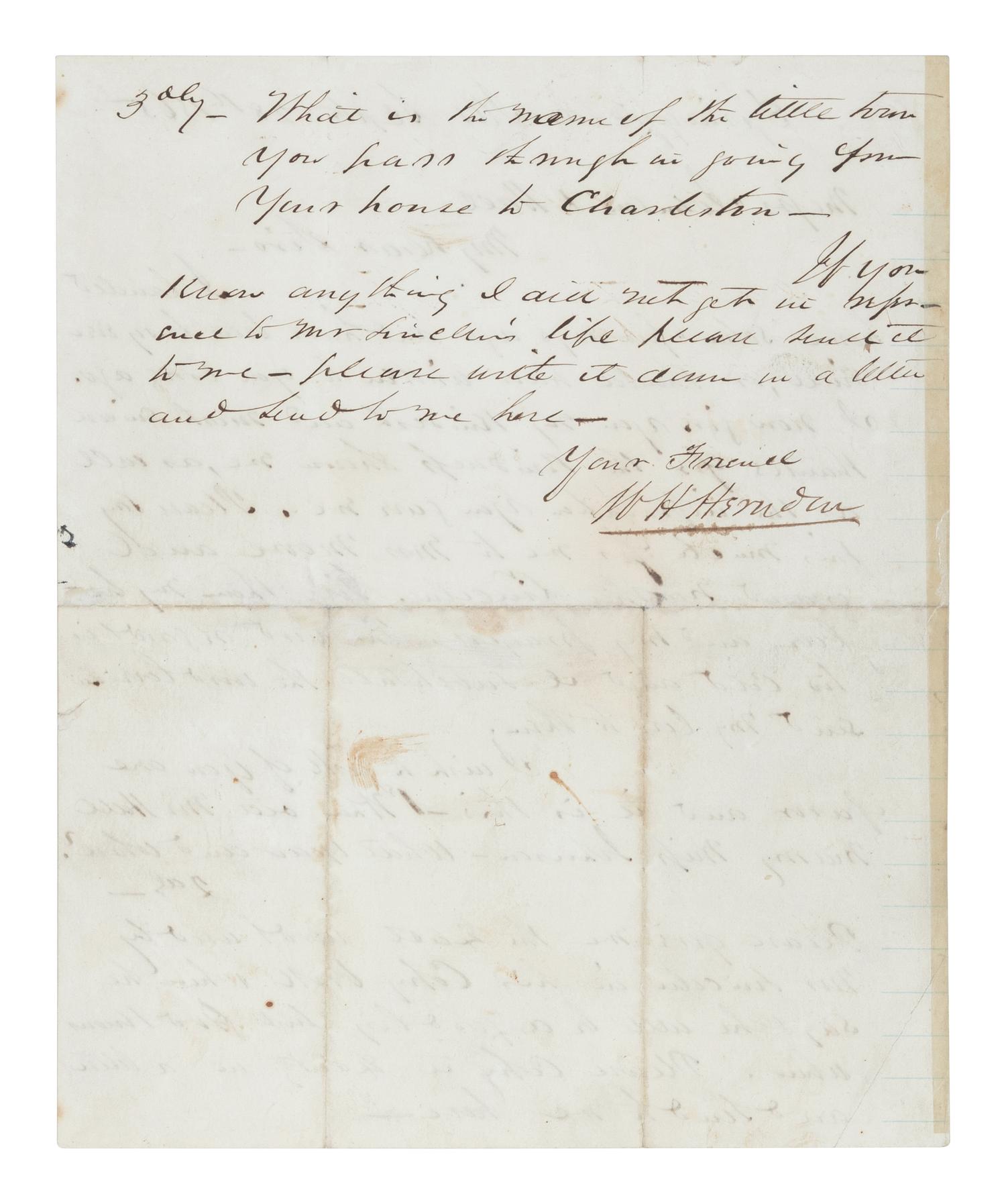 LINCOLN, Abraham (1809-1865). Autograph sum book leaf signed twice ("Abraham Lincoln"). Pigeon Creek, Spencer County, Indiana, ca. 1824.