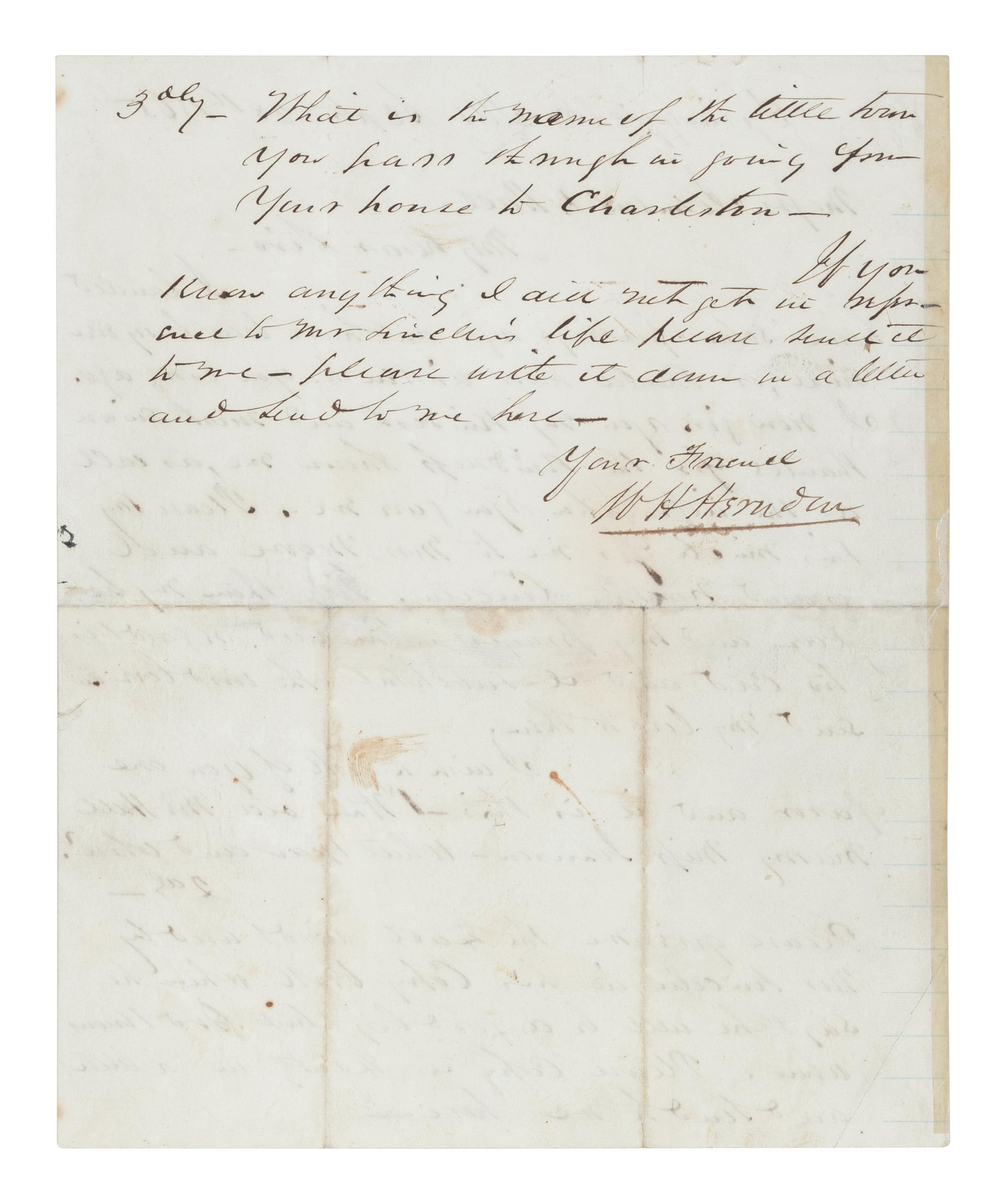 LINCOLN, Abraham (1809-1865). Autograph sum book leaf signed twice ("Abraham Lincoln"). Pigeon Creek, Spencer County, Indiana, ca. 1824.