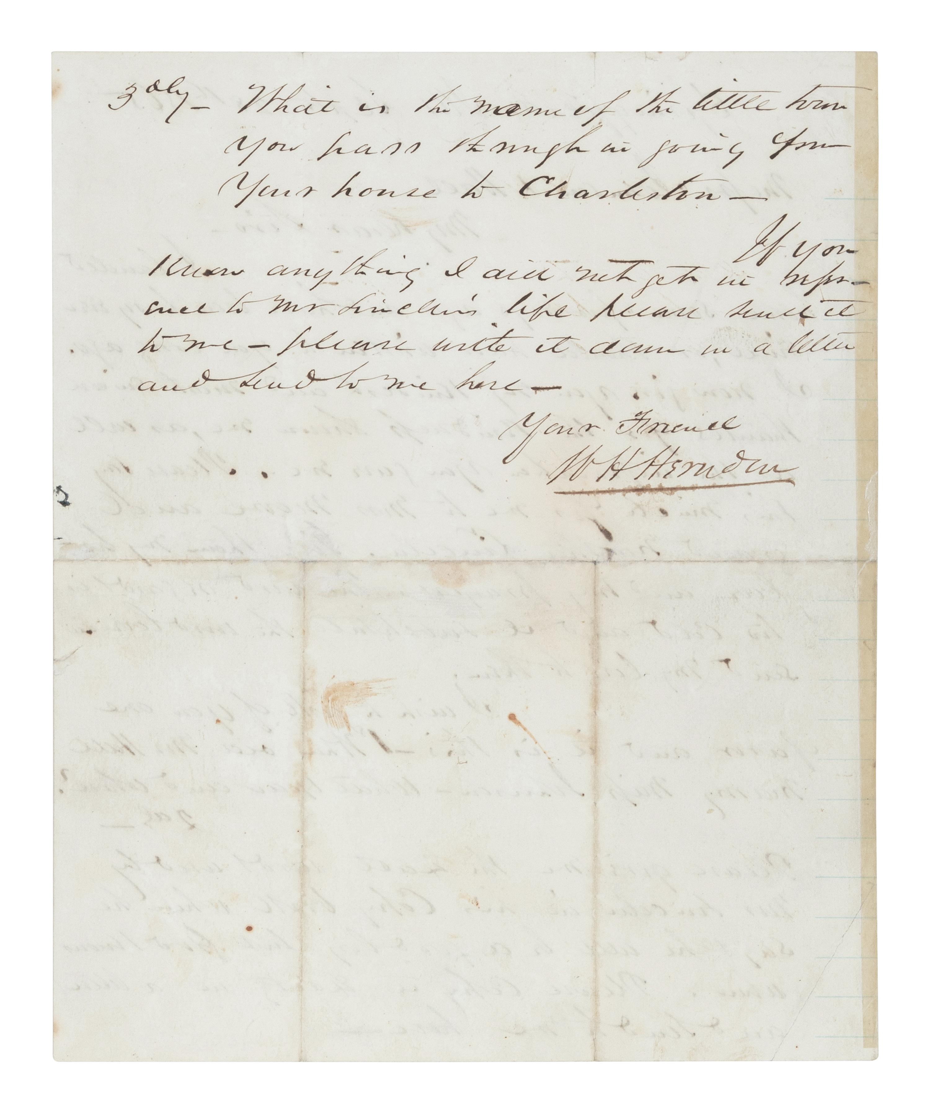 LINCOLN, Abraham (1809-1865). Autograph sum book leaf signed twice ("Abraham Lincoln"). Pigeon Creek, Spencer County, Indiana, ca. 1824.