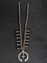 Navajo Silver and Turquoise Squash Blossom Necklace