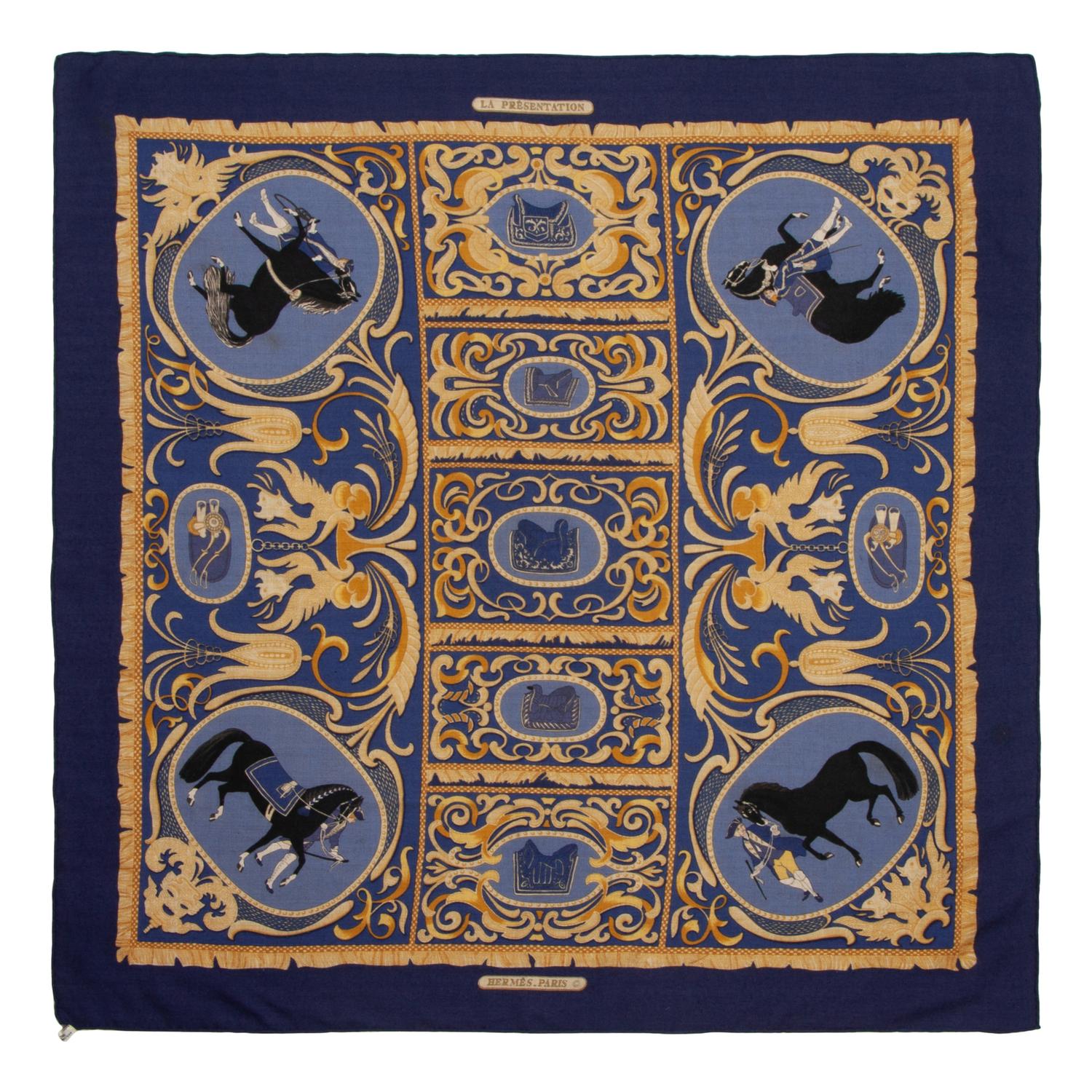 Two Hermès 90cm Silk/Cashmere Scarves