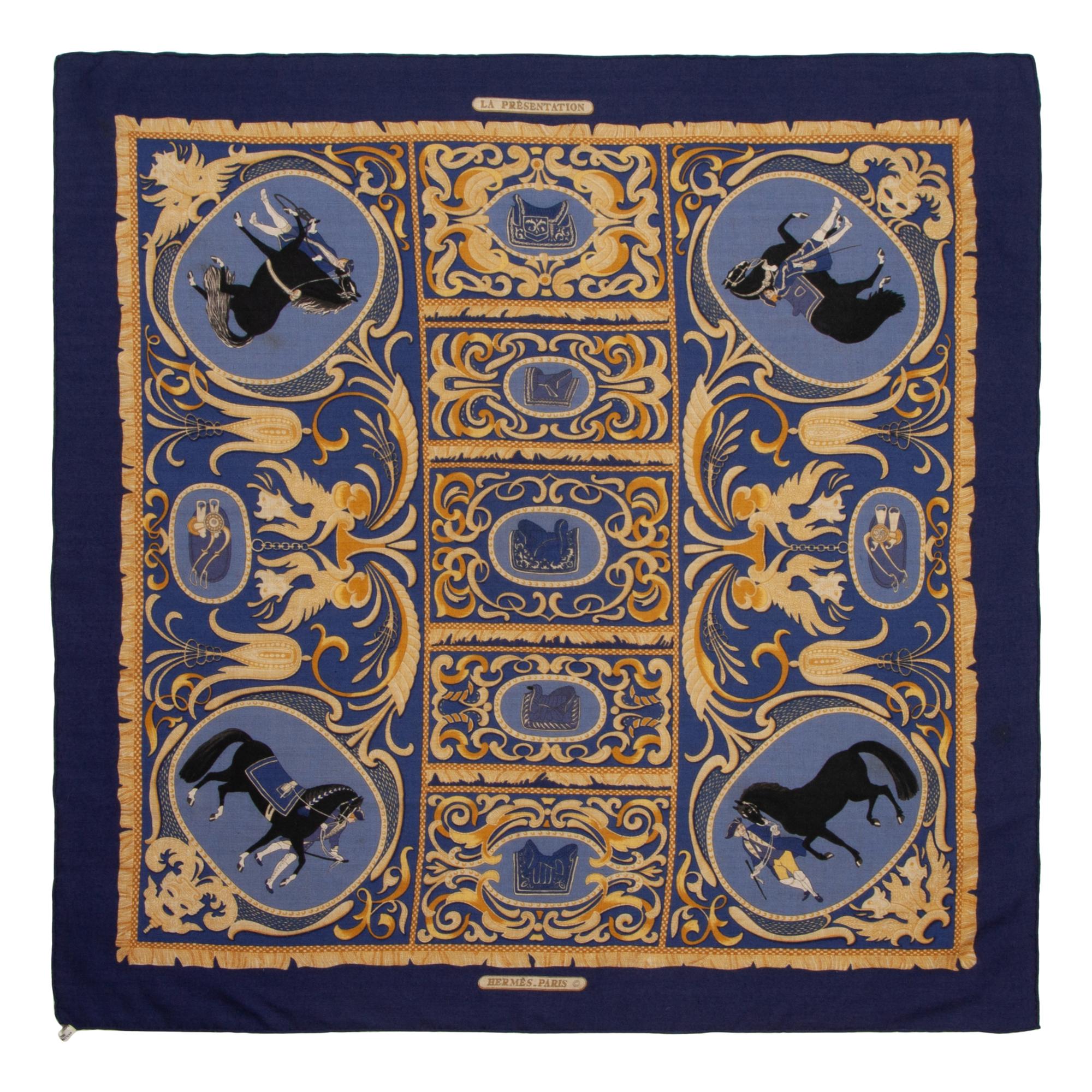 Two Hermès 90cm Silk/Cashmere Scarves