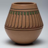 Polychrome Jar, with Repeating Feather Design