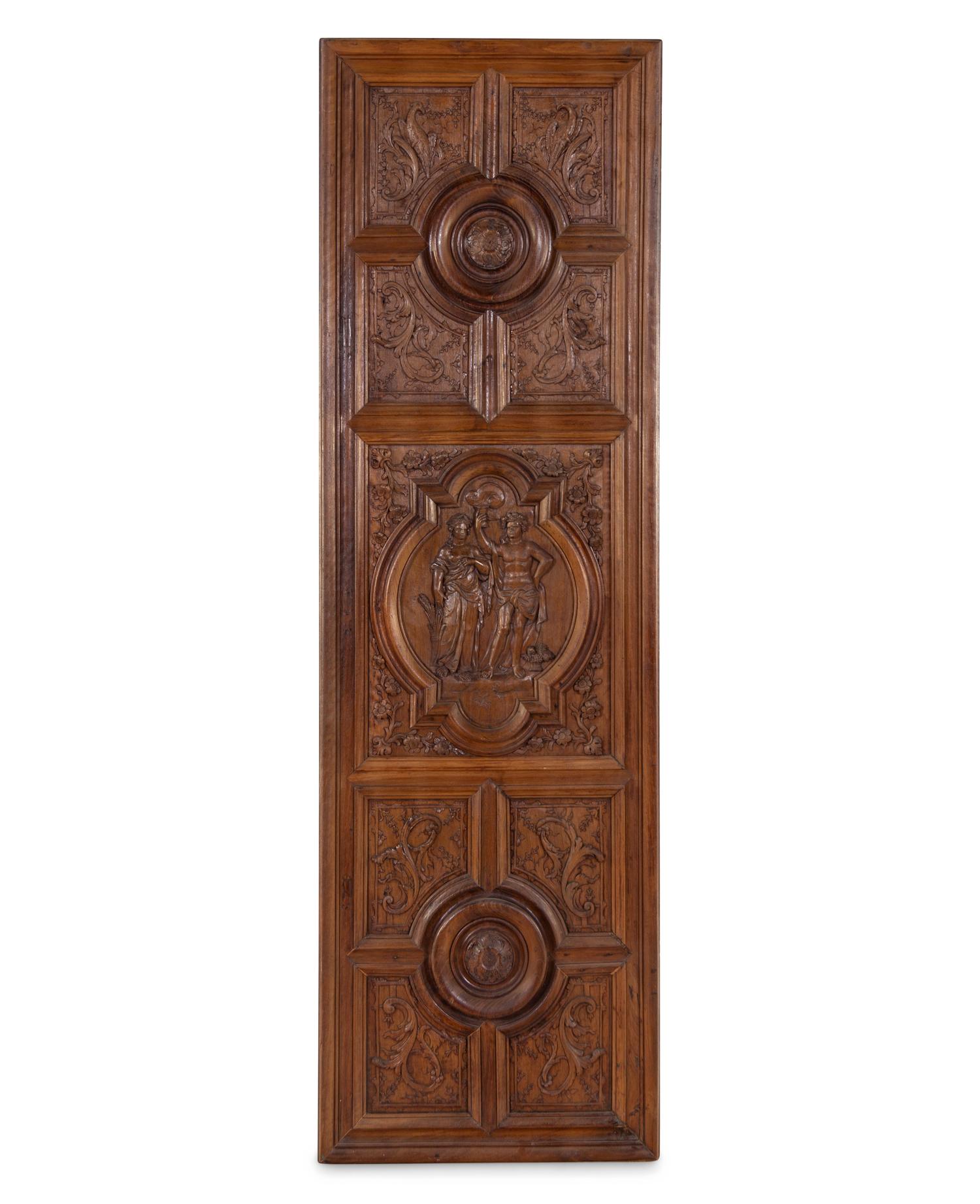 A French Renaissance Revival Carved Walnut Panel