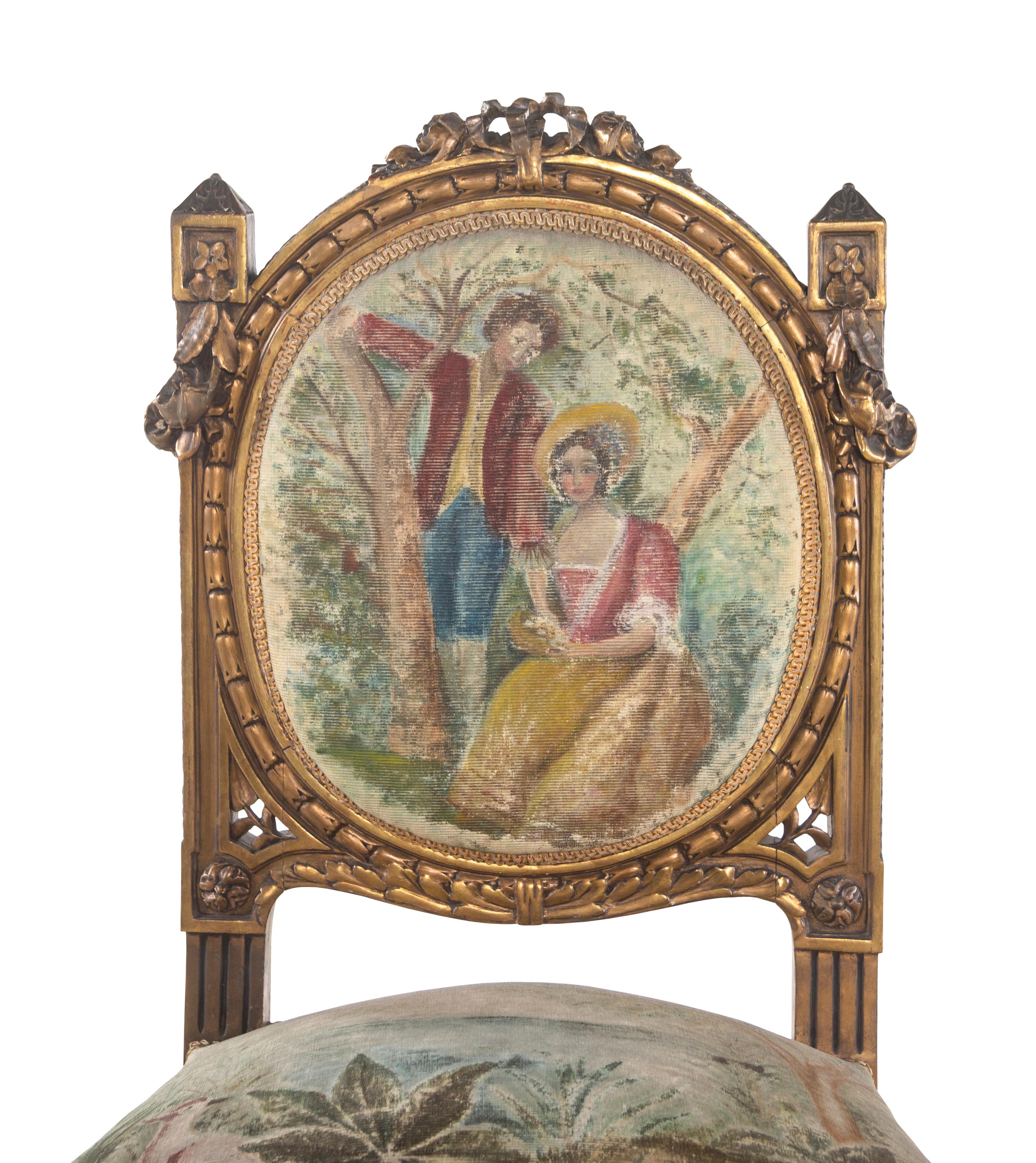 A Louis XVI Style Giltwood Seven-Piece Salon Suite