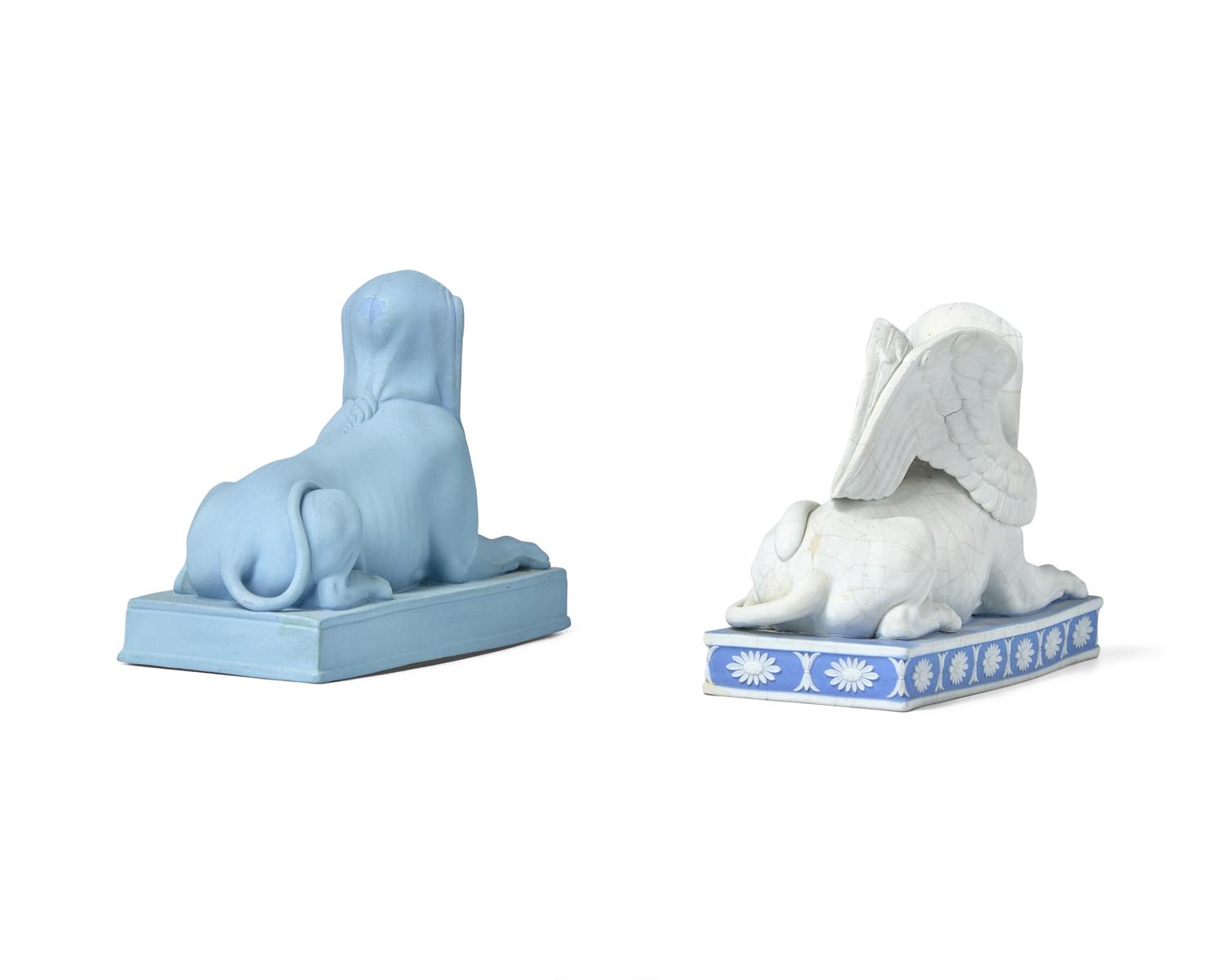 Two Wedgwood Jasperware Sphinx Figures