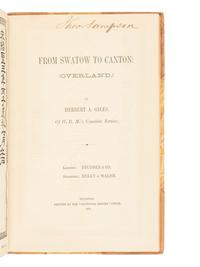 GILES, Herbert A. (1845-1935). From Swatow to Canton . Shanghai: Kelly & Walsh at the "Celestial Empire" Office, 1877.