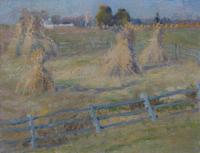 Hay Stacks and Fence