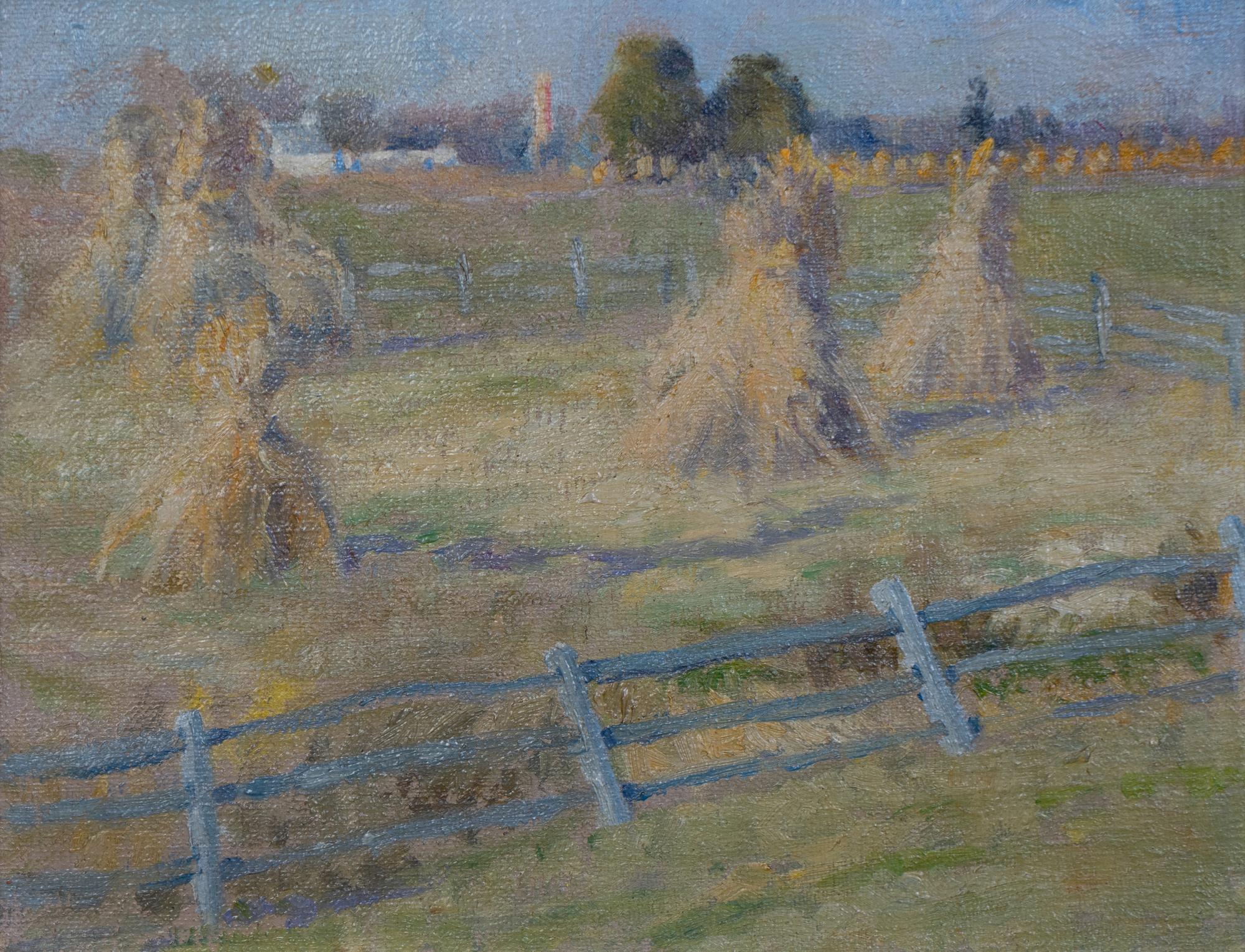 Hay Stacks and Fence
