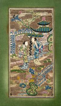 A Pair of Chinese Embroidered Silk Panels
