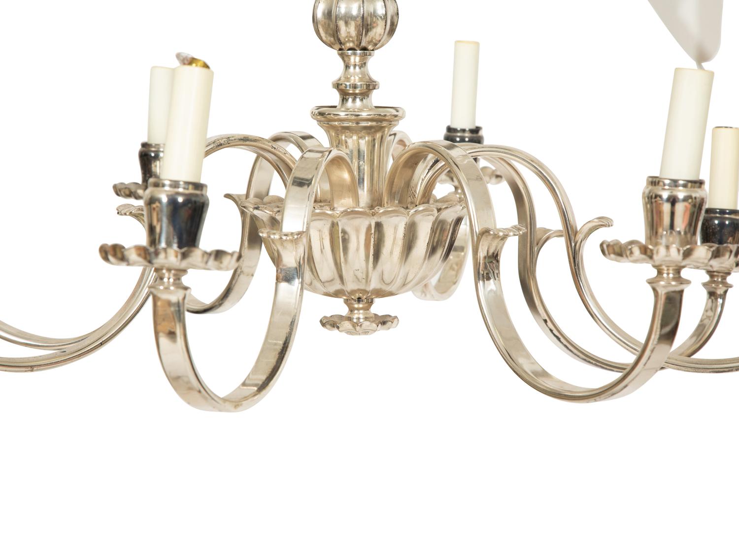 A Silver-Plate Eight-Light Chandelier
