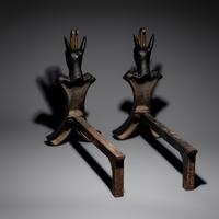 Ibex andirons, pair
