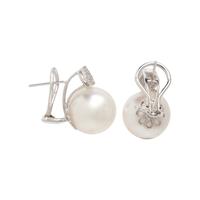 SOUTH SEA CULTURED PEARL AND DIAMOND EARRINGS
