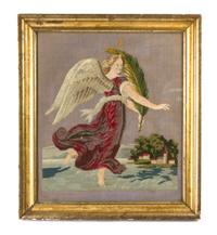 An English Needlework Panel, Height 18 1/4 x width 15 3/4 inches.