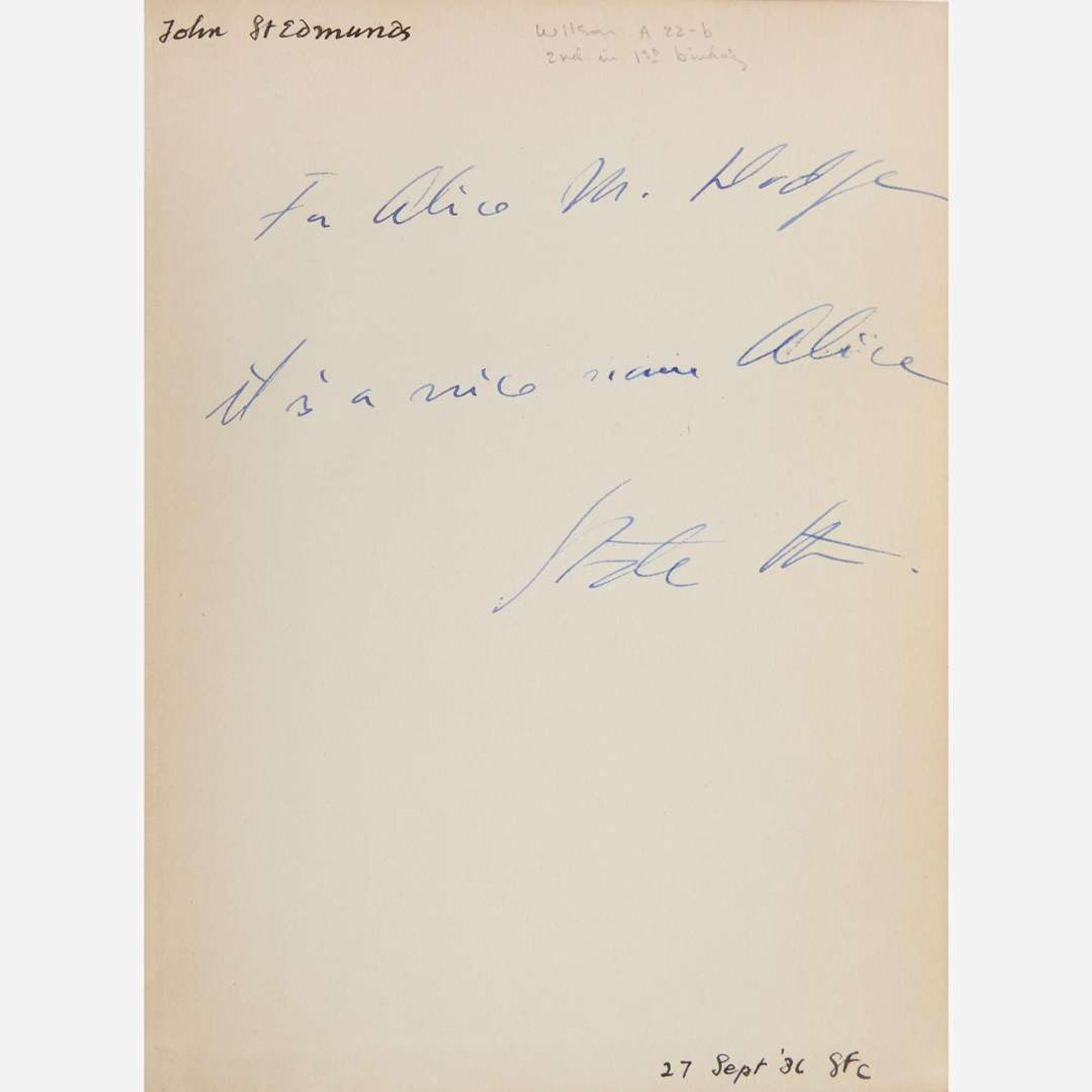 [Literature] Stein, Gertrude Group of 2 Inscribed Titles