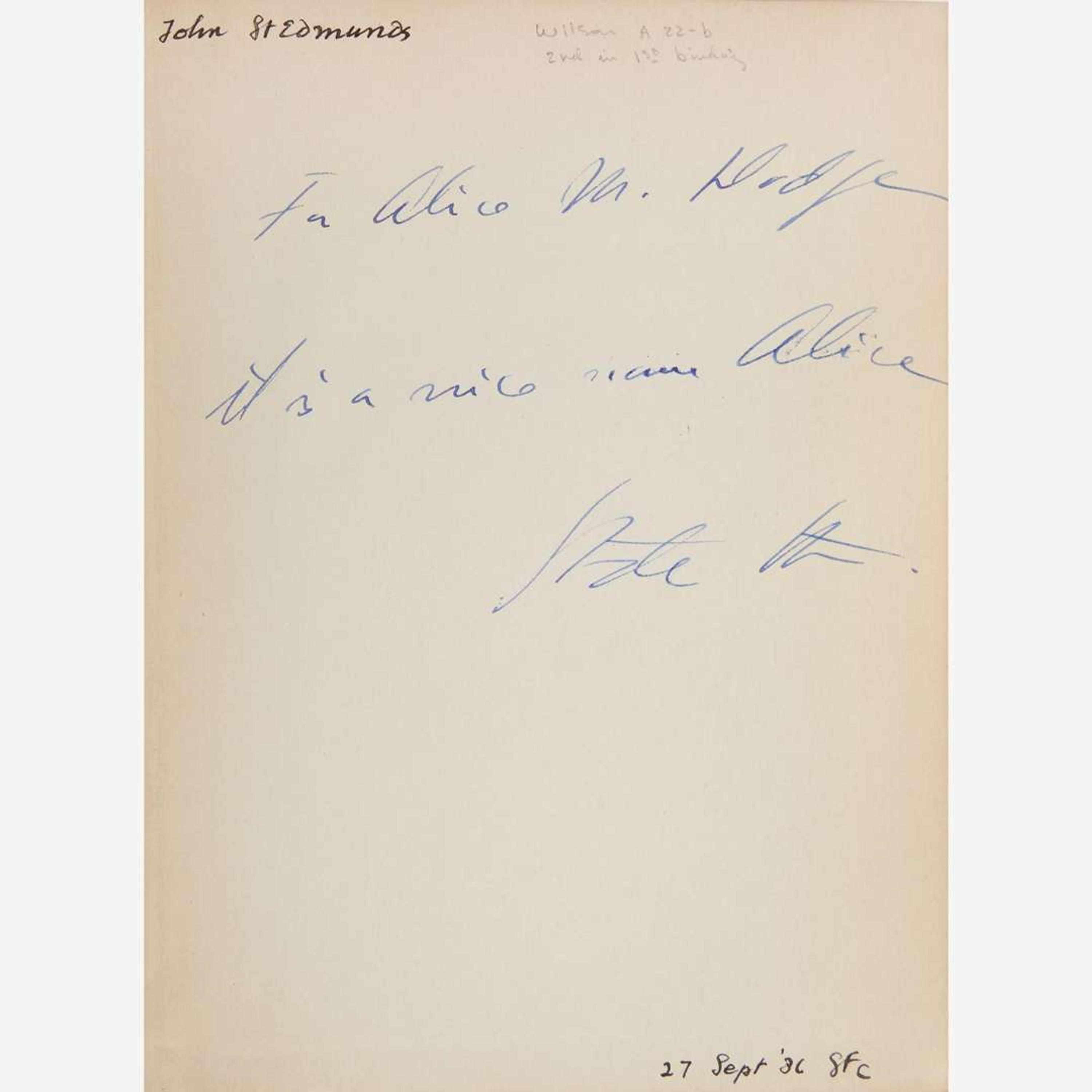 [Literature] Stein, Gertrude Group of 2 Inscribed Titles