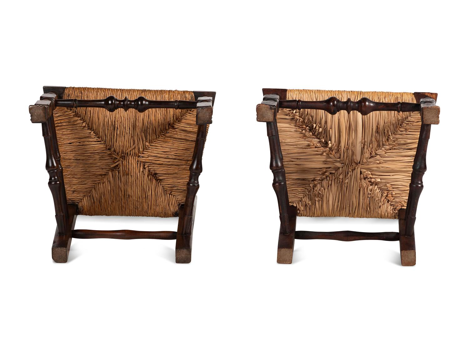 A Matched Set of Five Queen Anne Transitional Rush-Seat Spanish-Foot Side Chairs