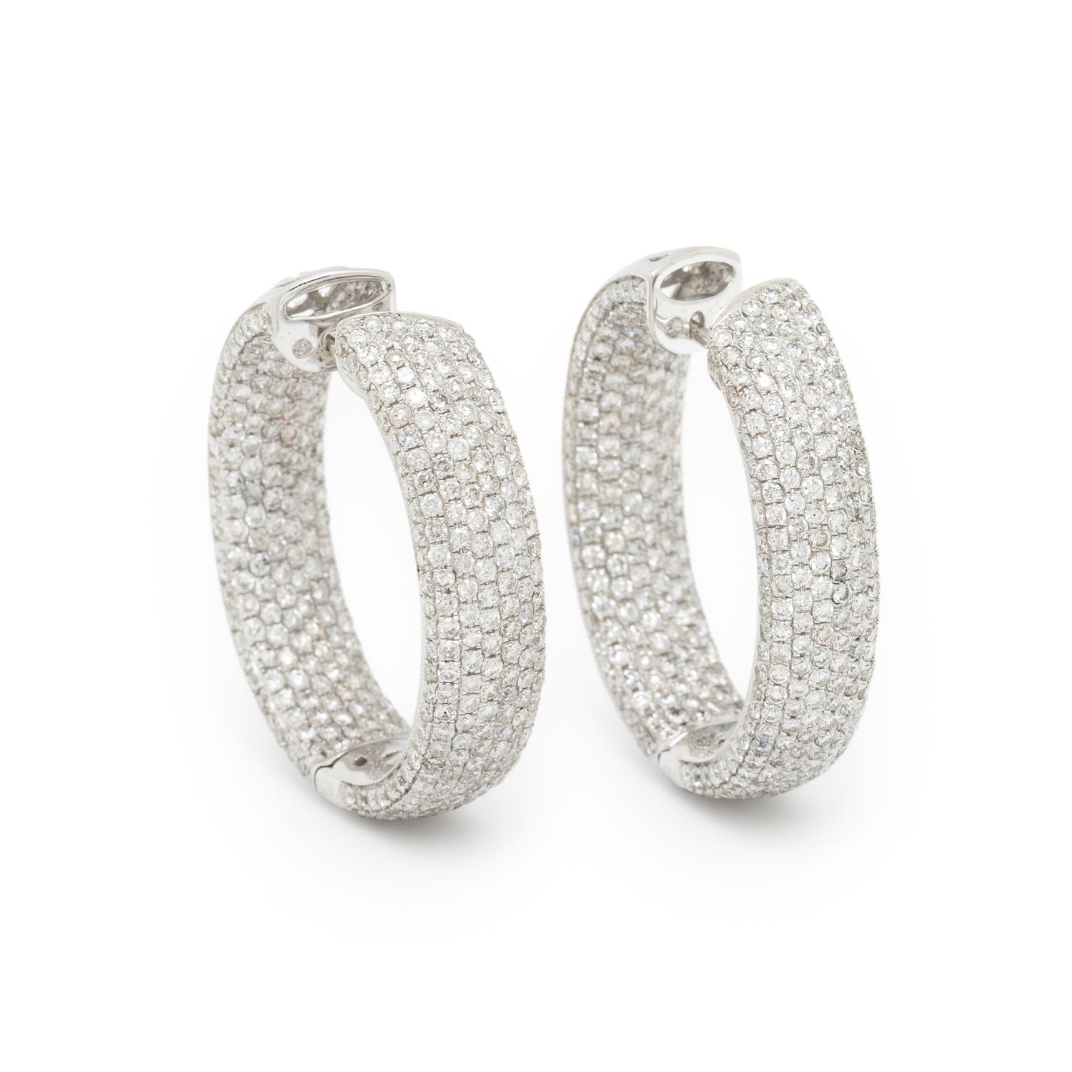 DIAMOND INSIDE OUTSIDE HOOP EARRINGS