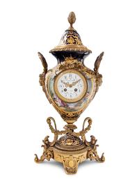 A Gilt Bronze Mounted Sèvres Style Porcelain Urn-Form Clock