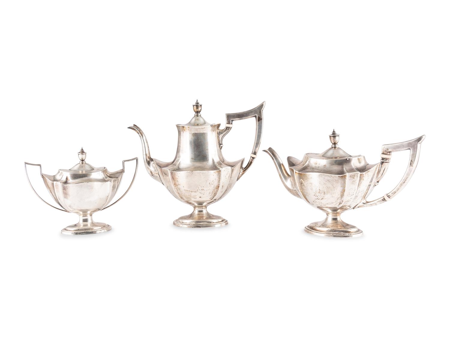 An American Silver Three-Piece Trophy Tea & Coffee Service