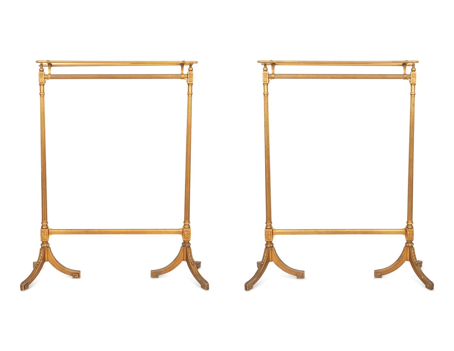 A Pair of Empire Style Giltwood and Gilt Metal Hanging Racks