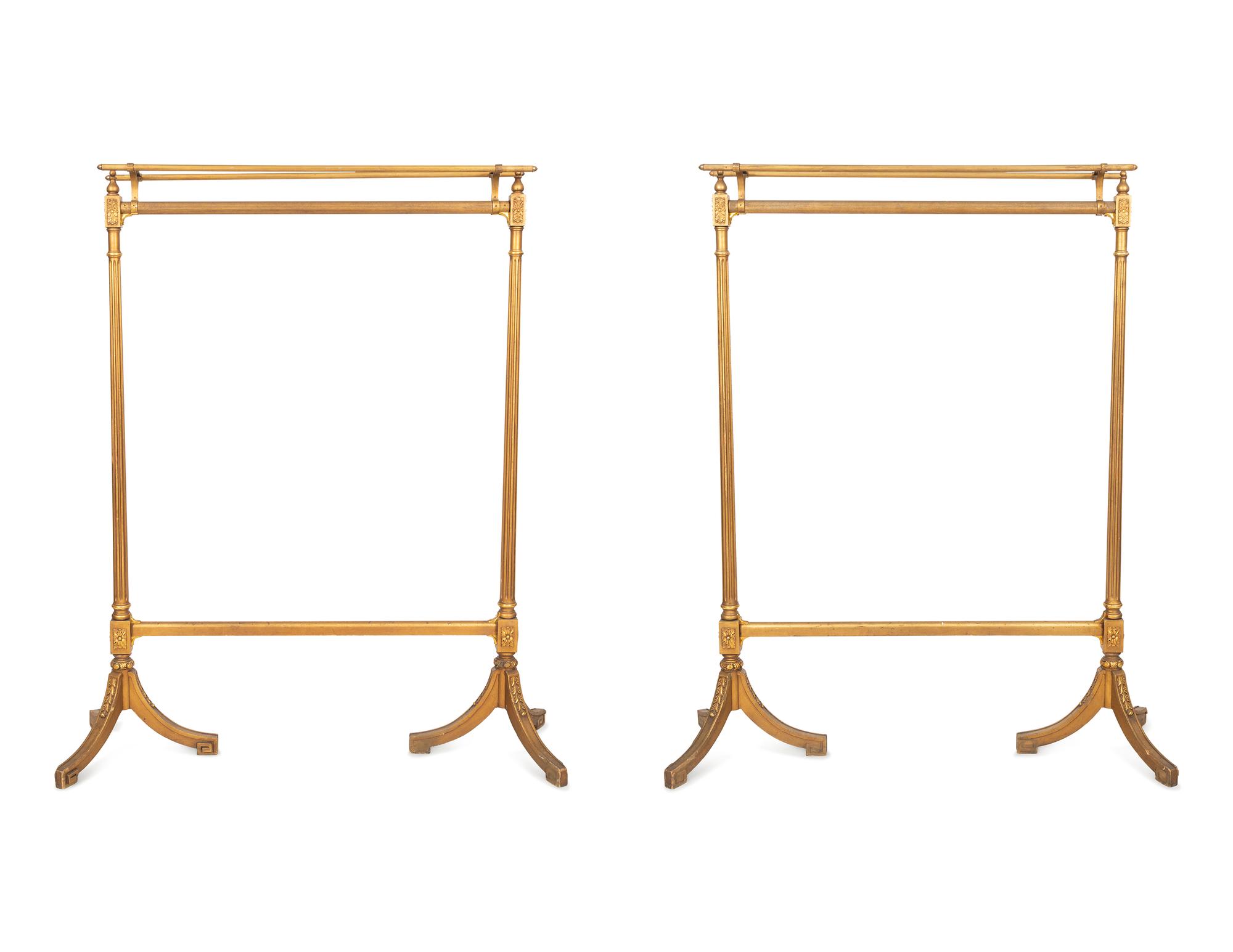 A Pair of Empire Style Giltwood and Gilt Metal Hanging Racks