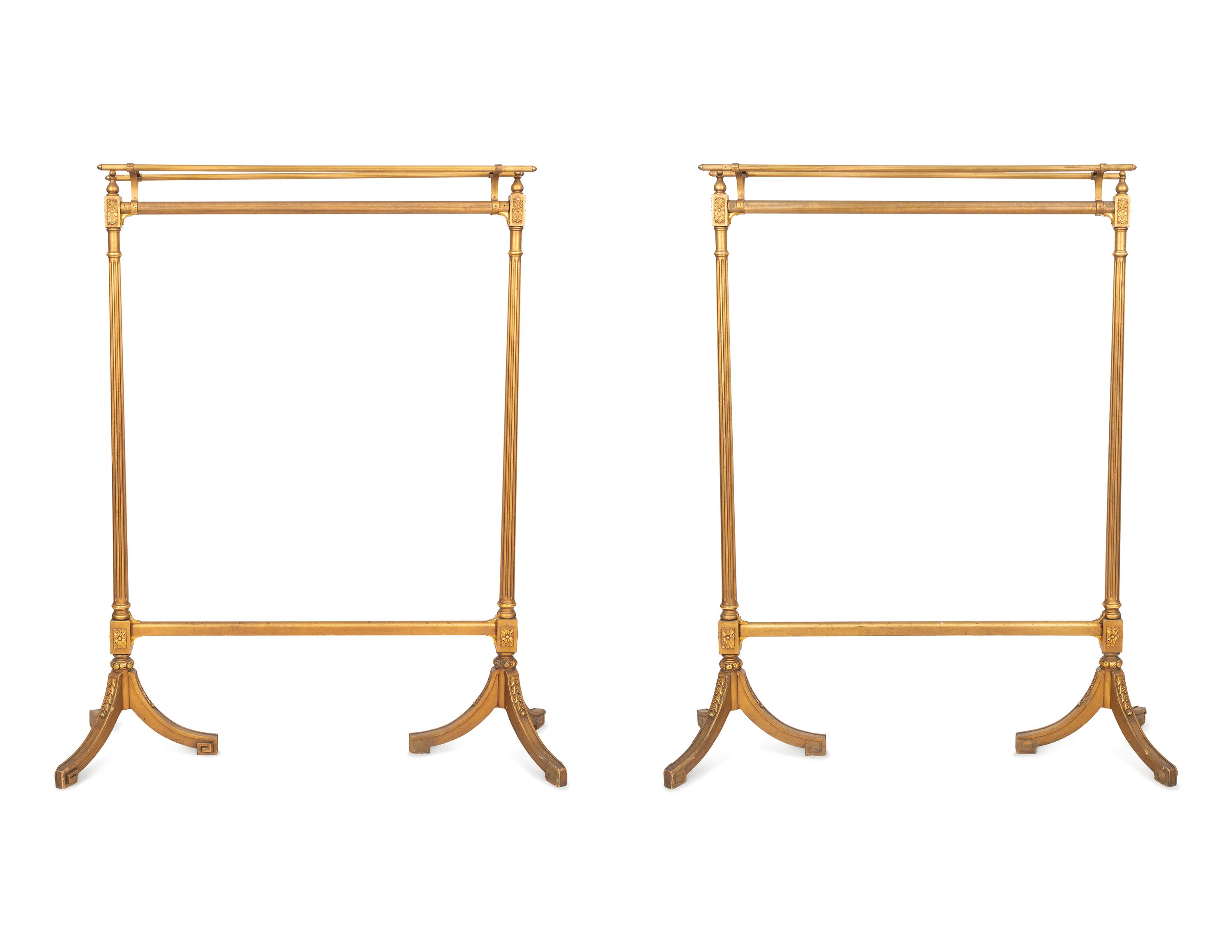A Pair of Empire Style Giltwood and Gilt Metal Hanging Racks