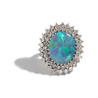 BLACK OPAL AND DIAMOND RING