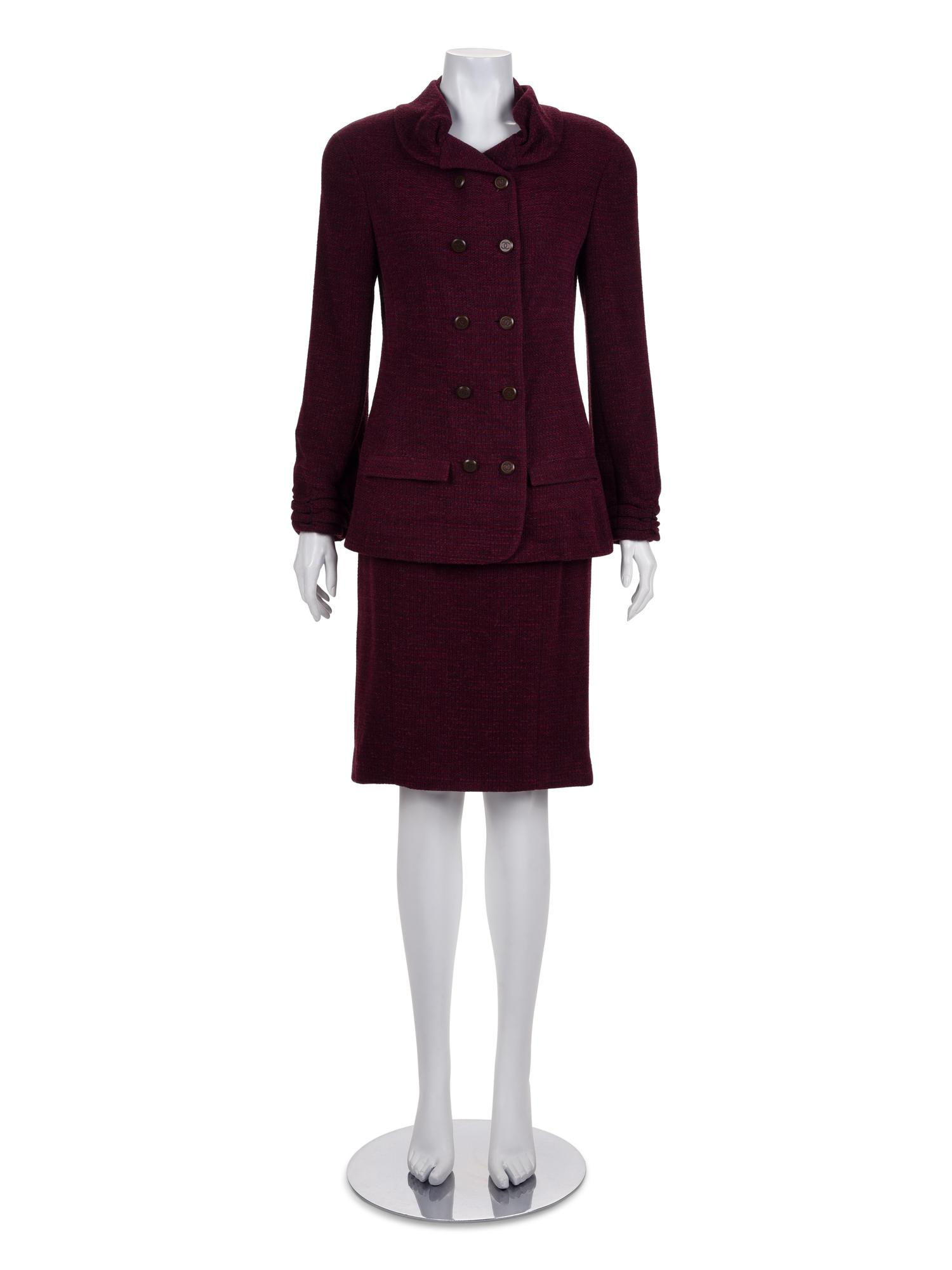 Chanel Chenille Two-Piece Double Breast Skirt Suit, Fall 1998