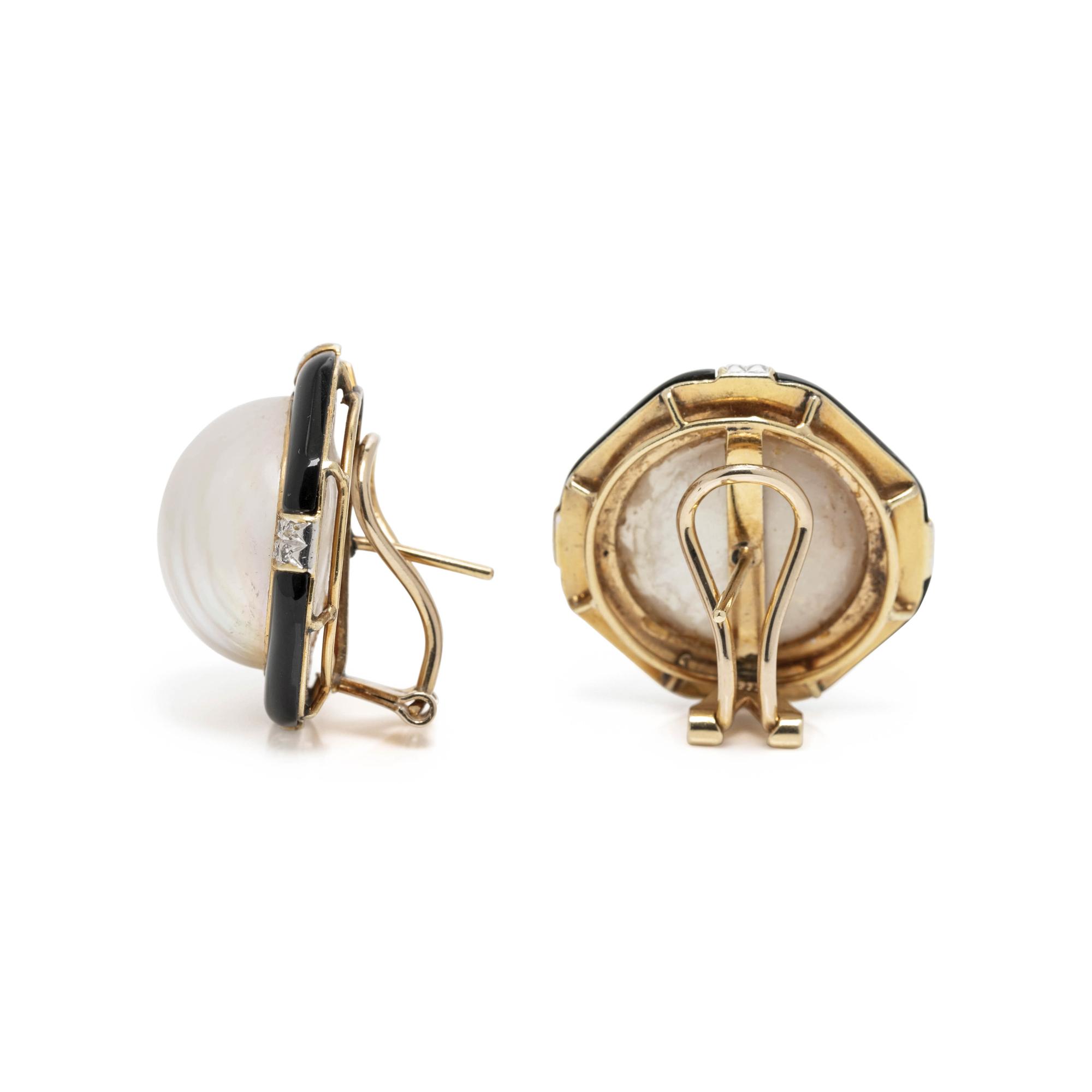 COLLECTION OF CULTURED MABE PEARL, ONYX AND DIAMOND JEWELRY