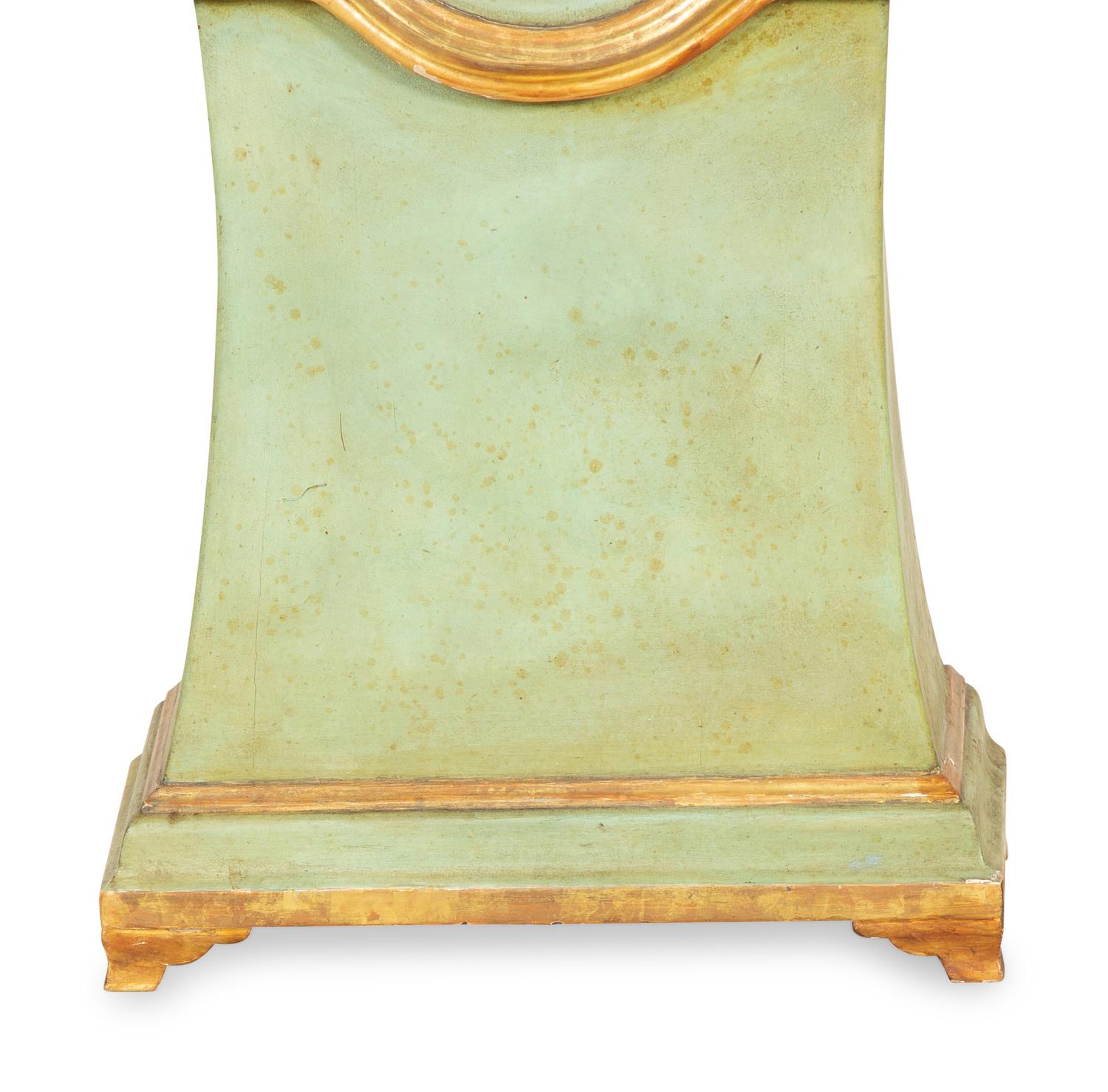 A Swedish Green Painted and Parcel Gilt Longcase Clock