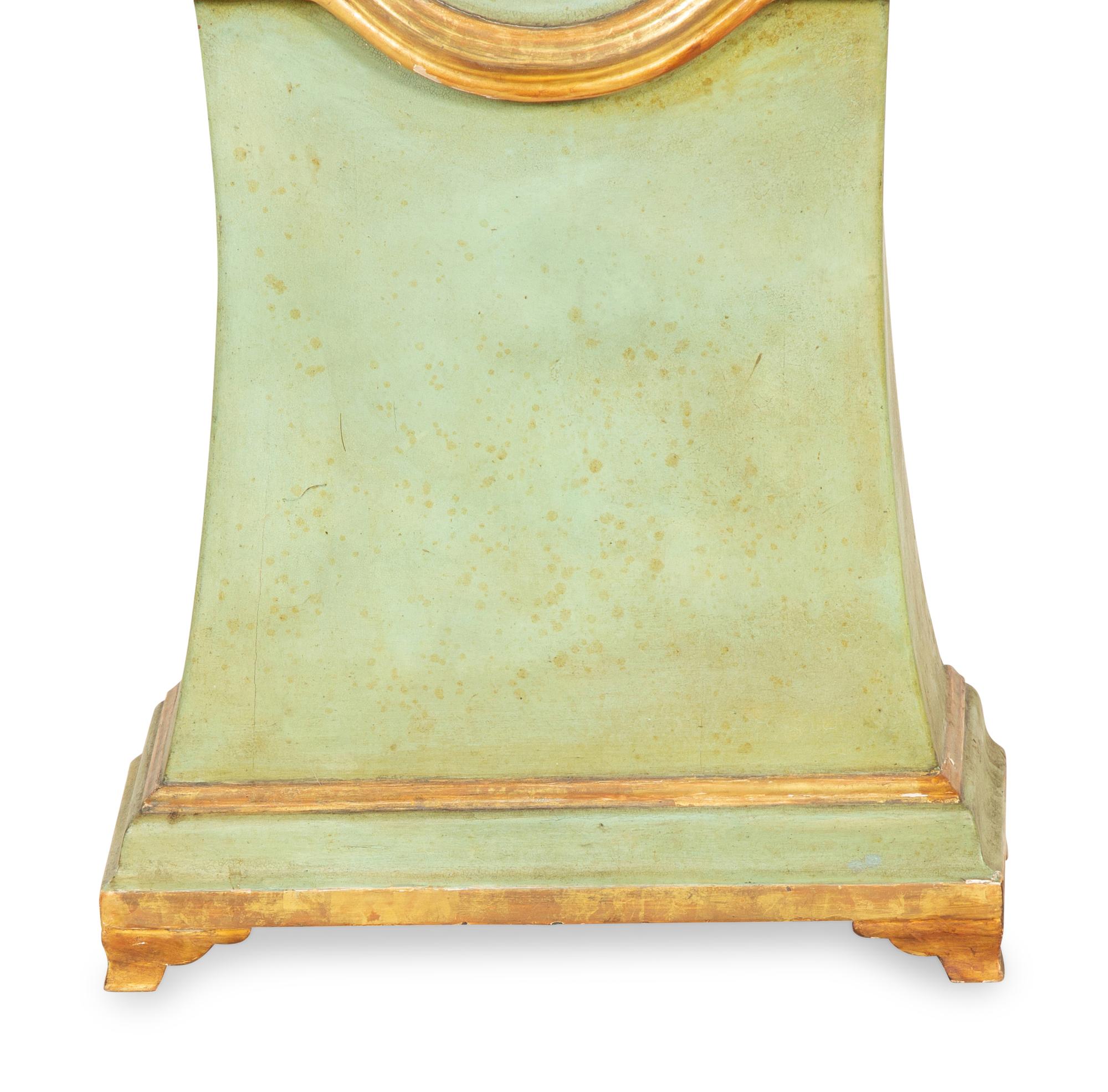 A Swedish Green Painted and Parcel Gilt Longcase Clock