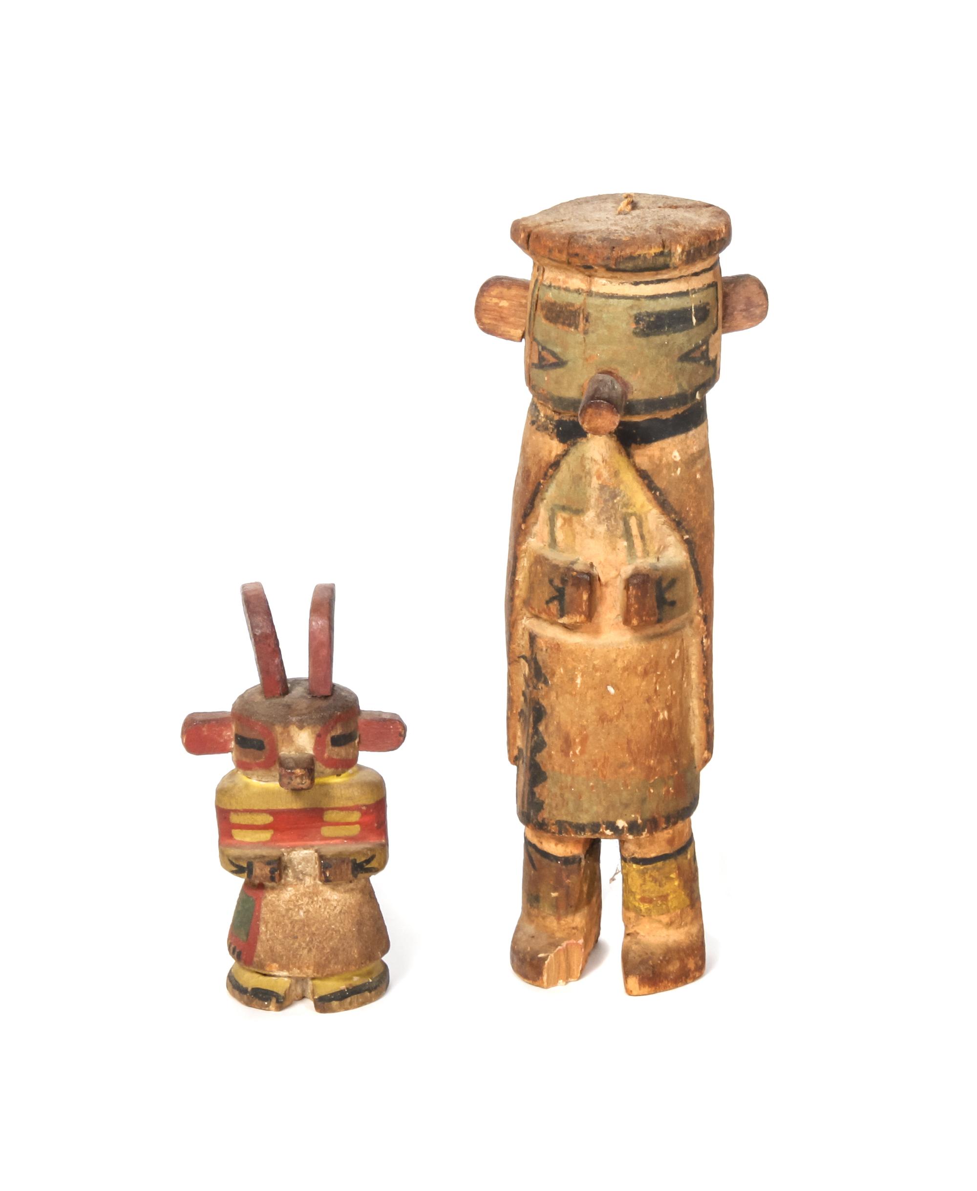 Two Hopi Polychrome Kachinas Height of largest 8 1/2 inches — Late 19th Century