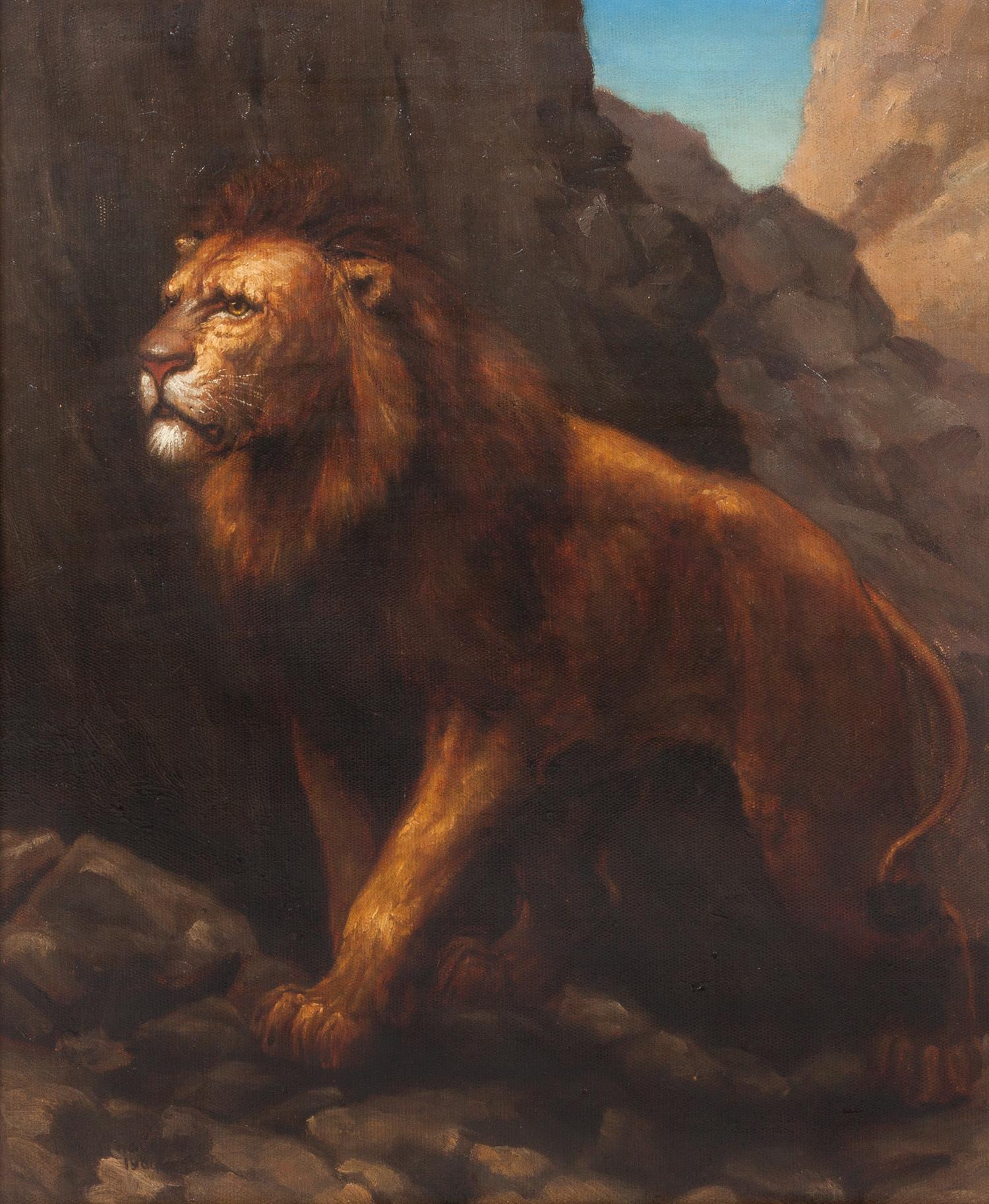 R. Whaite, (Early 20th century), Lion in Landscape, 1904