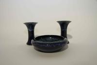 Three Early Haeger Pottery Table Articles Height of vases 6 1/4 inches. — 1918