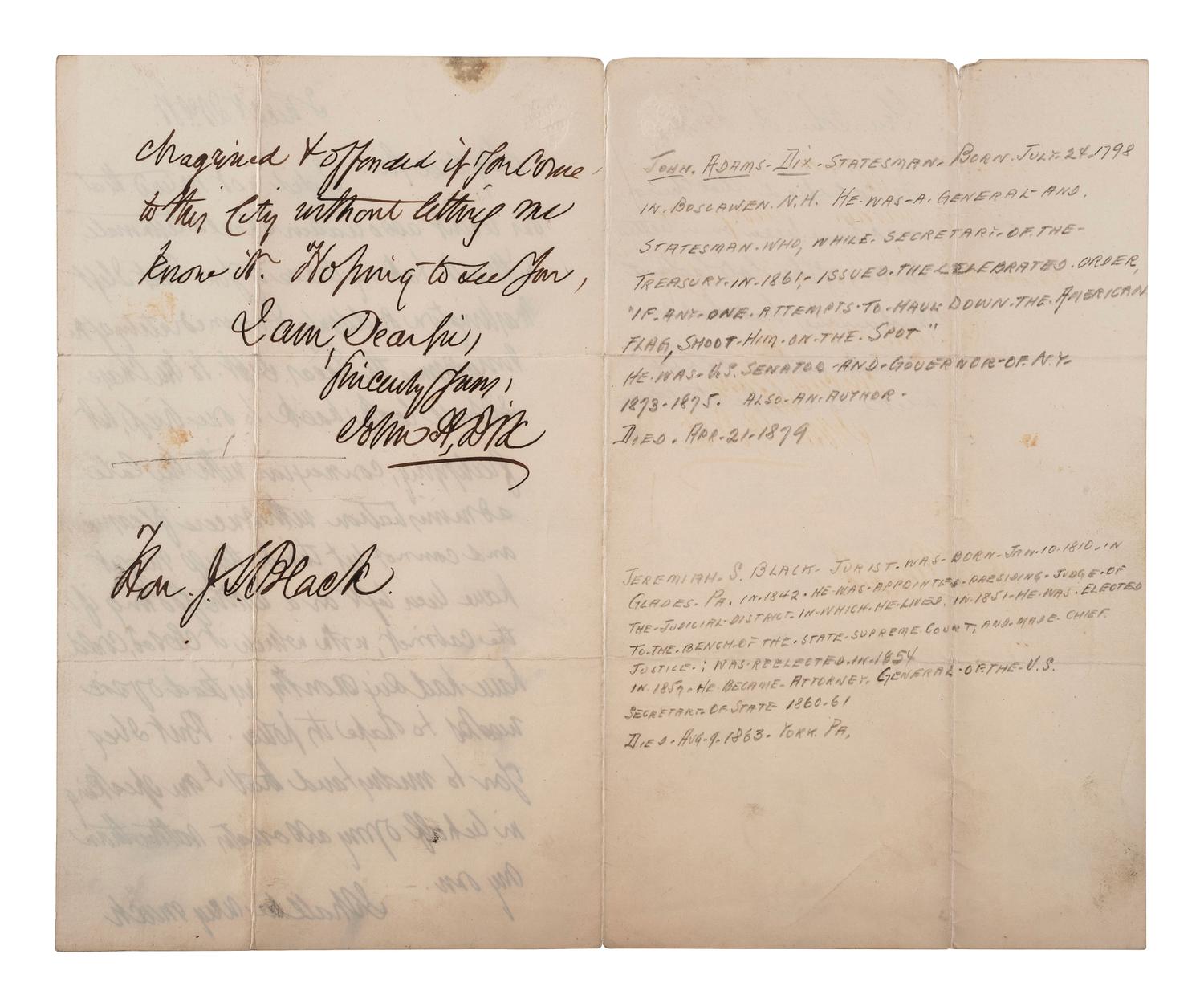 [CIVIL WAR]. A group of Civil War signatures highlighted by a signed CDV of Union General William F. Smith.
