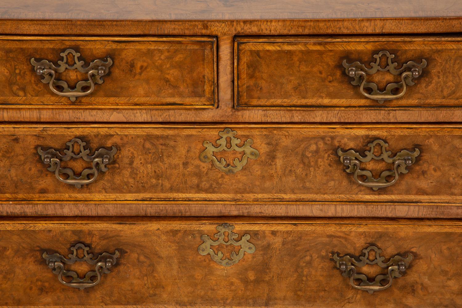 A Pair of George I Style Burl Walnut Chests of Drawers