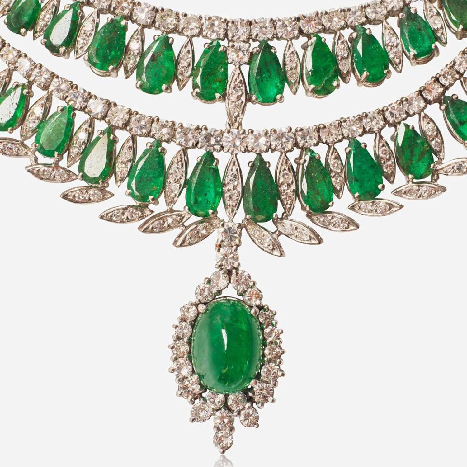 A Platinum, Emerald, and Diamond Necklace