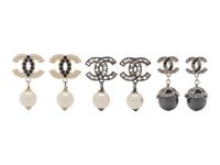 Three Chanel CC Logo Earrings