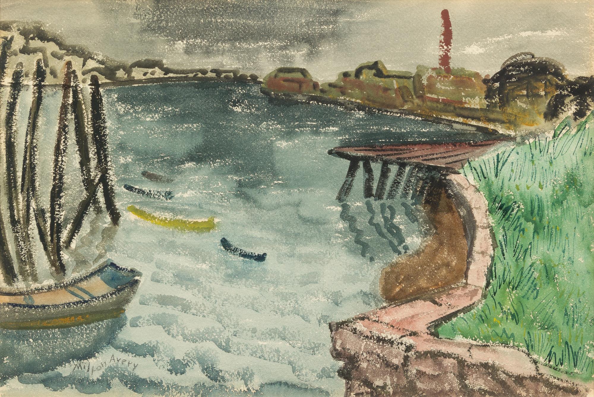 Milton Avery, (American, 1885-1965), Wharf at Dusk, c. 1940