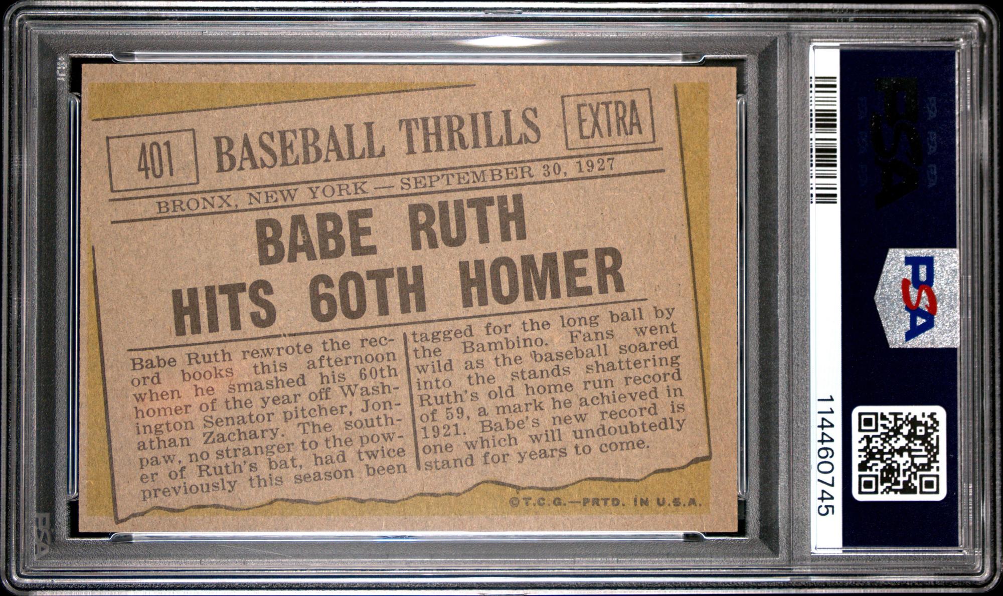 A 1961 Topps Babe Ruth Baseball Card No. 401 (PSA 6 EX-MT)
