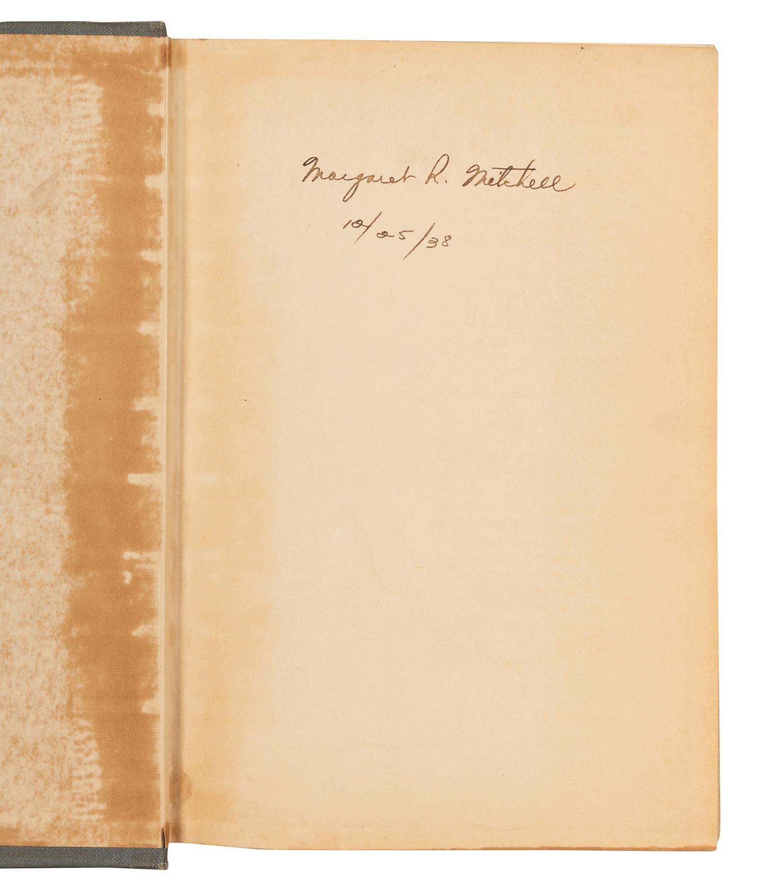 MITCHELL, Margaret (1900-1949). Gone with the Wind . New York: The Macmillan Company, 1938.