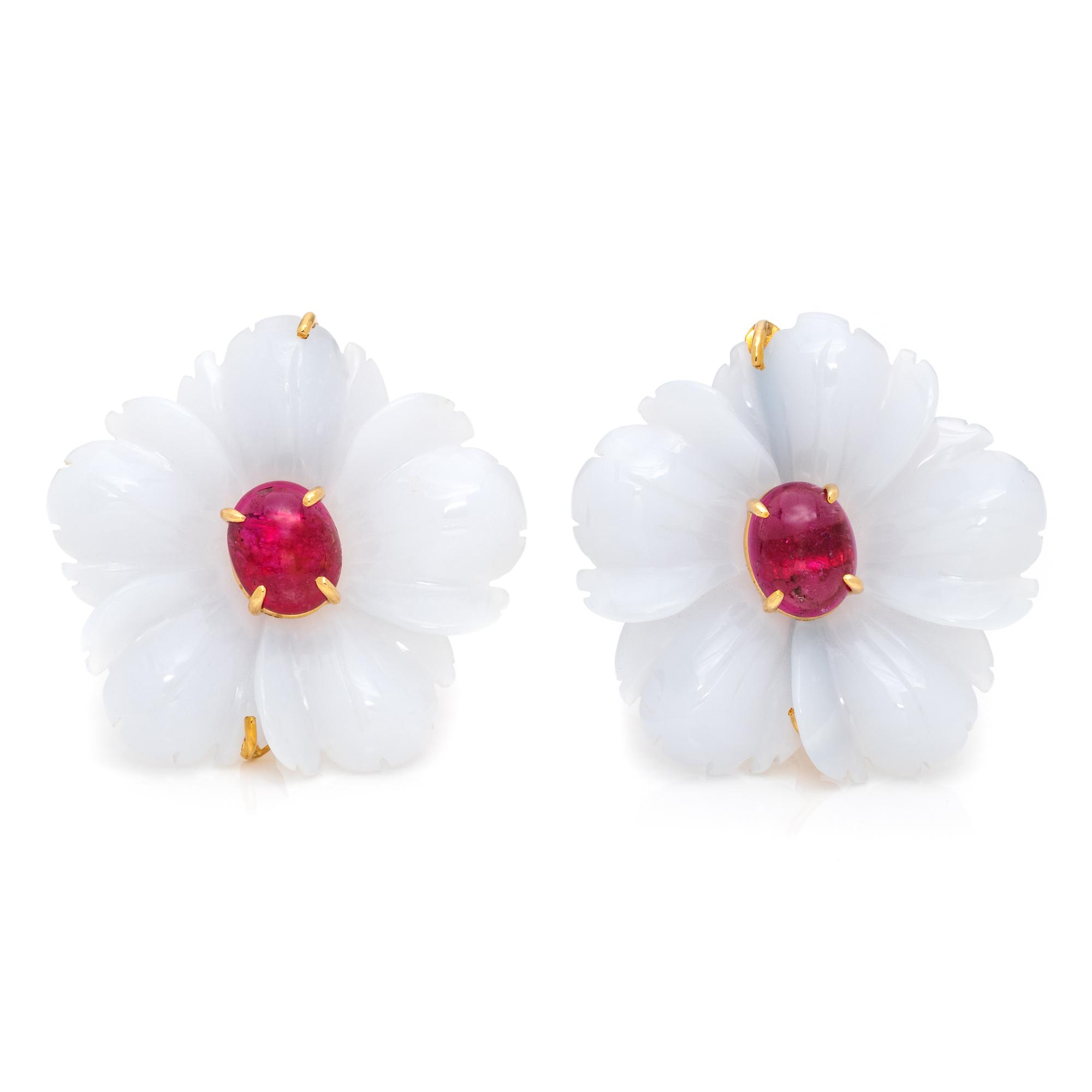ANDREW CLUNN, GEMSTONE FLOWER EARCLIPS