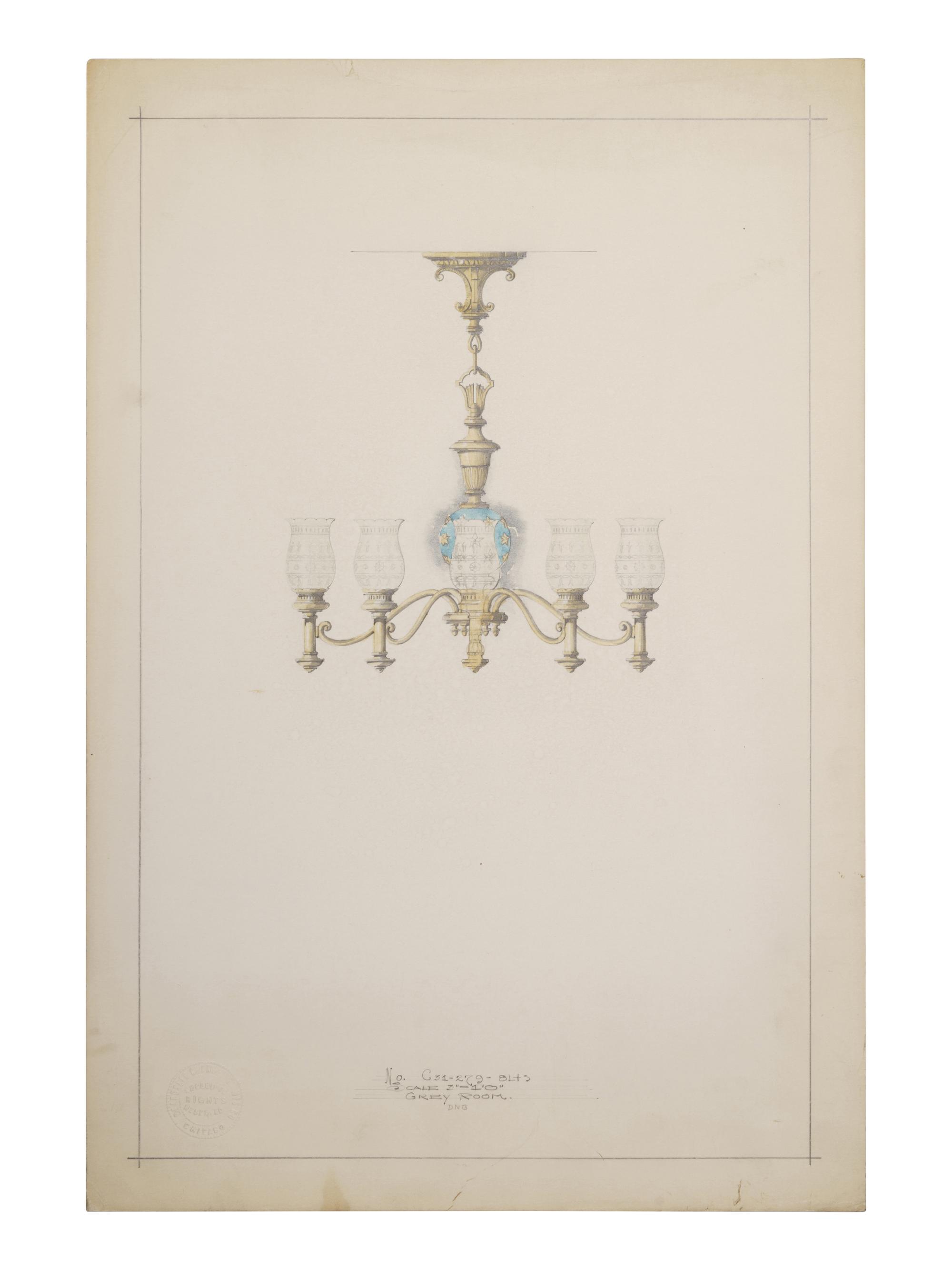 A Collection of Pencil and Ink Prototype Drawings for Beardslee Chandelier Co.