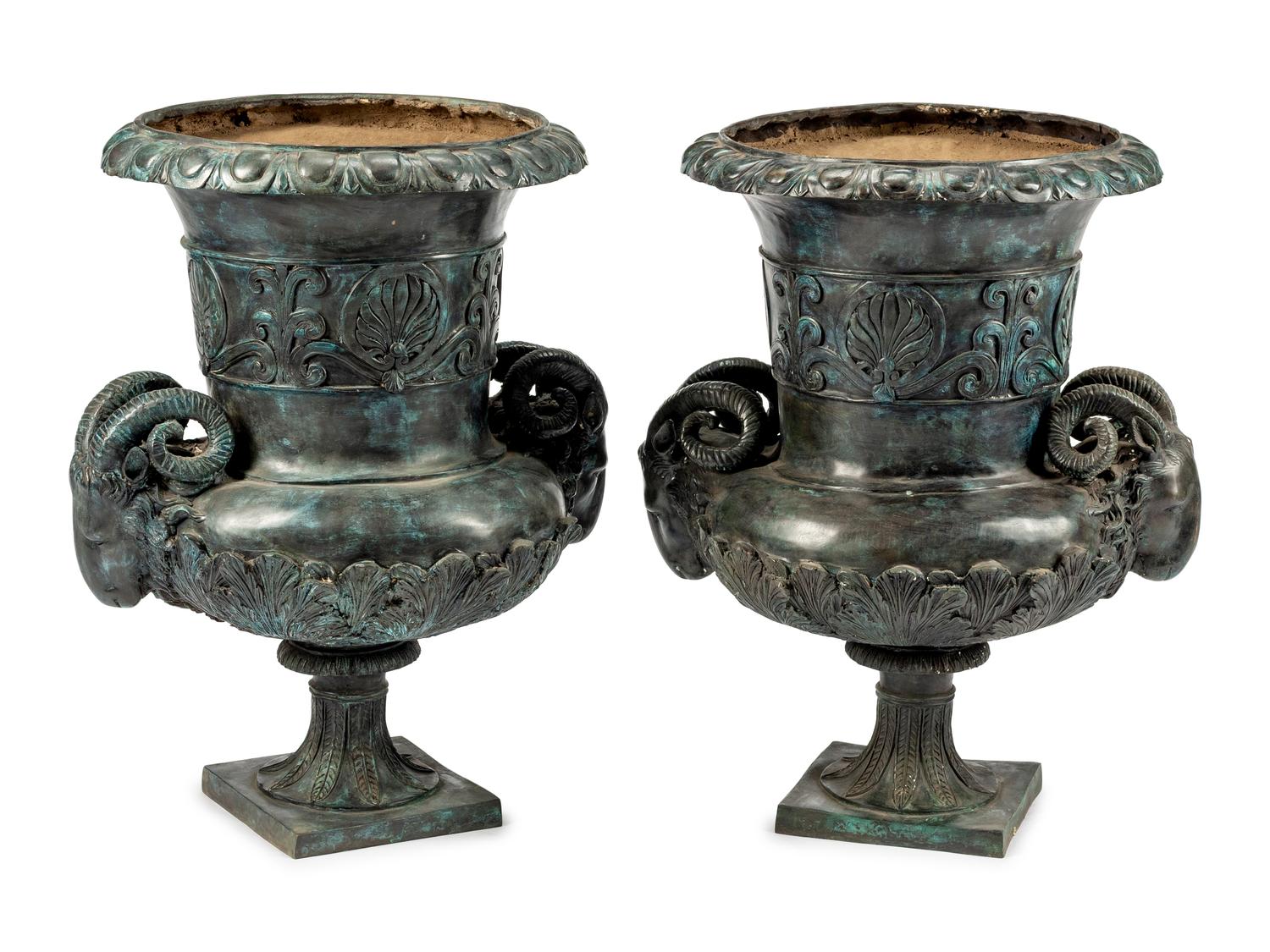 A Pair of Neoclassical Style Bronze Jardinieres