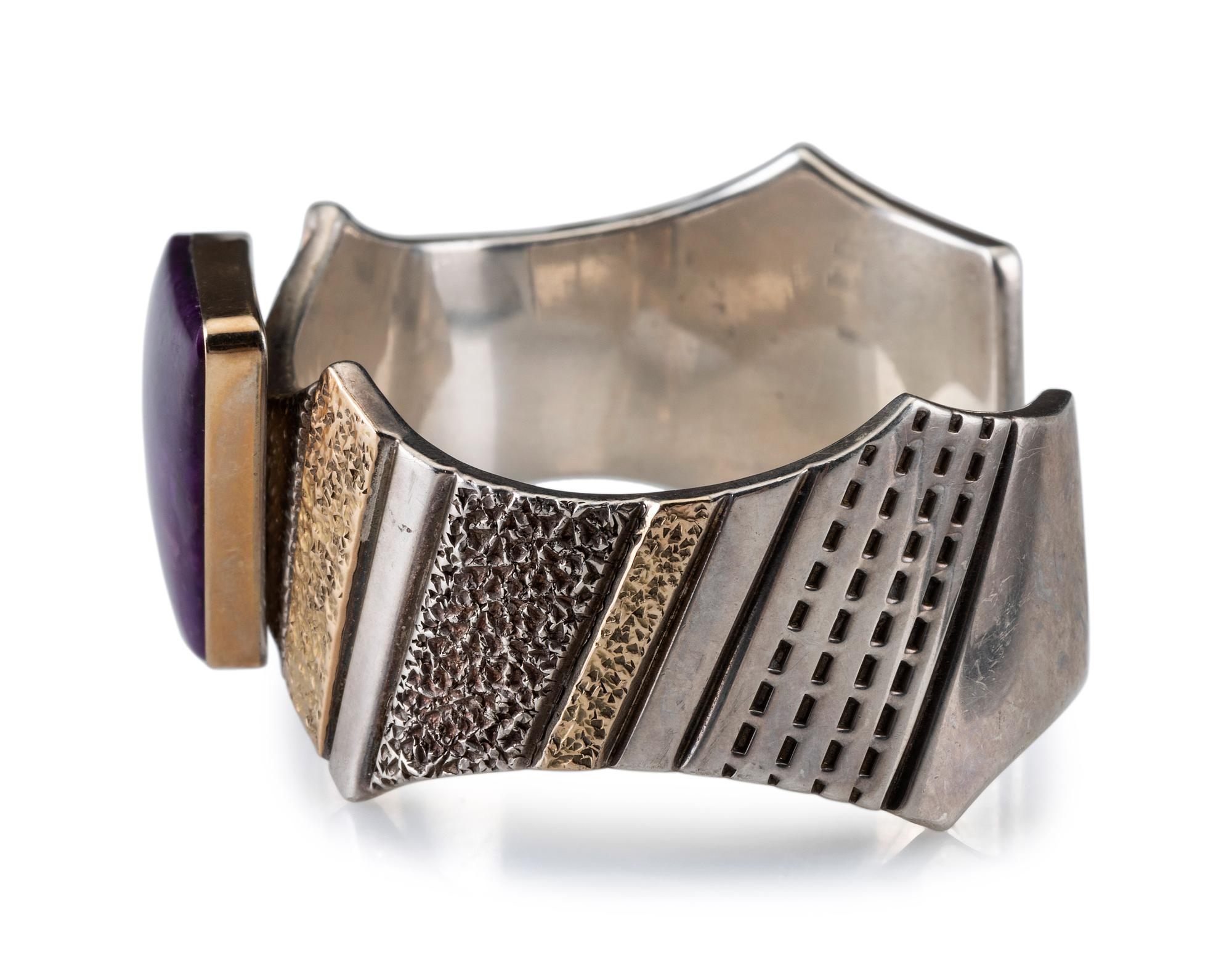 Sterling Silver and 14K Gold Cuff Bracelet, with Charite