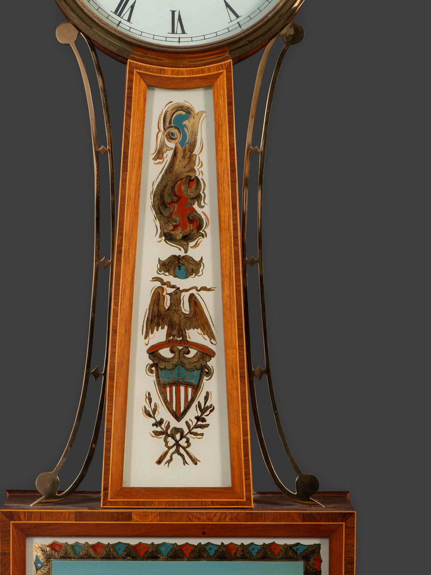 A Federal Style Eglomise Inset Banjo Clock