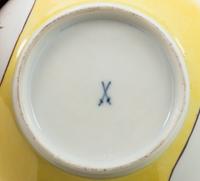A Meissen Painted and Parcel Gilt Yellow Ground Porcelain Bowl