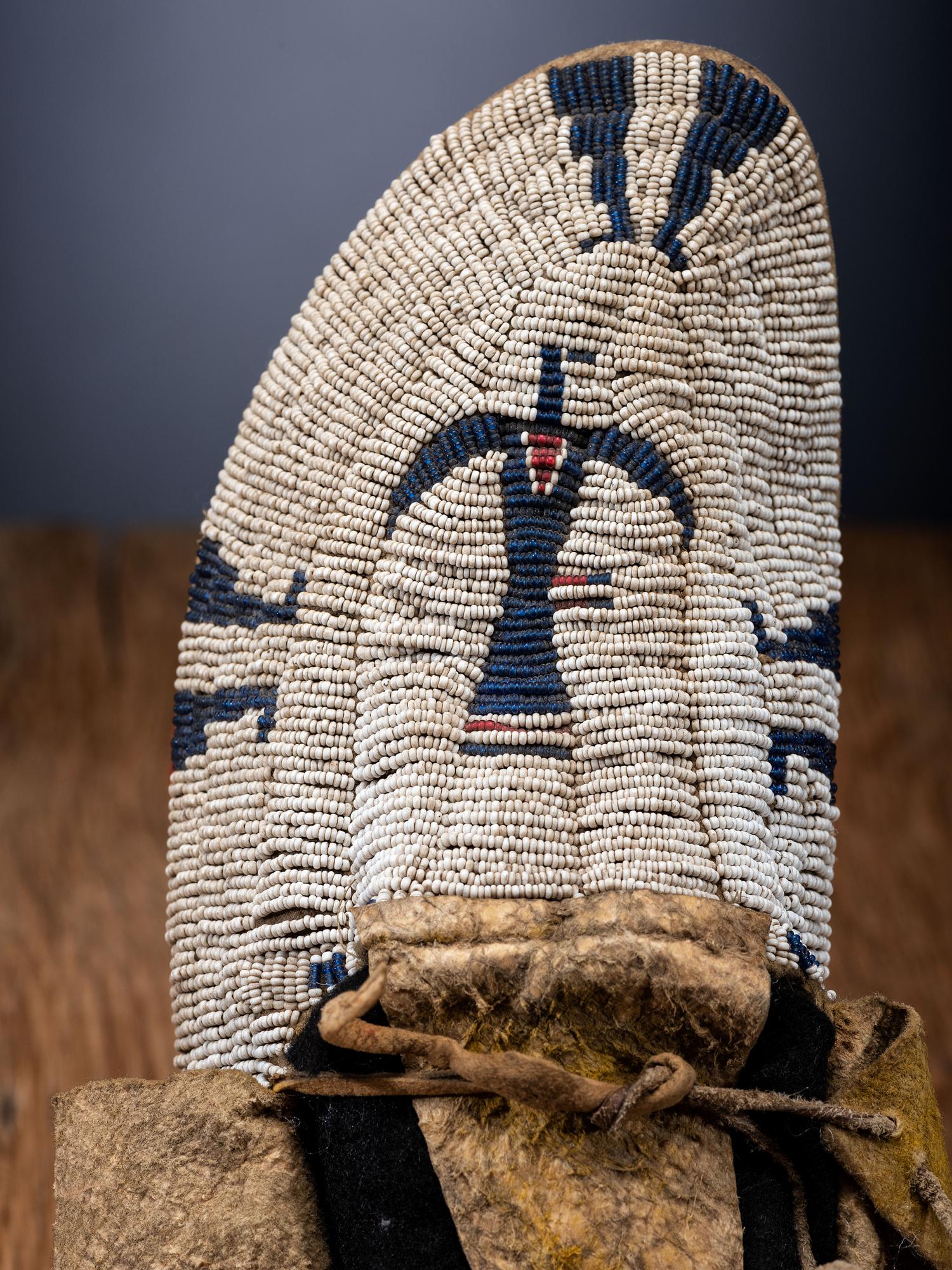 Cheyenne Beaded Buffalo Hide Moccasins, with Thunderbirds